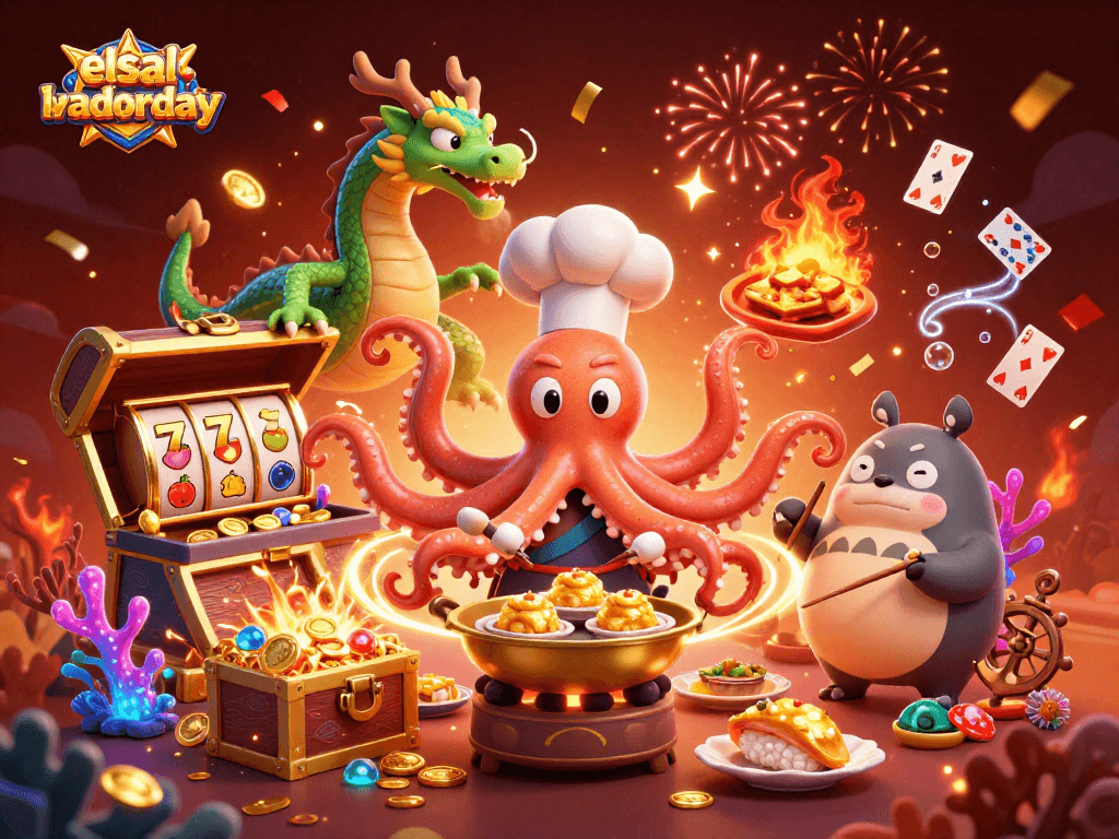 Engage with the vibrant world of elsalvadorday showcasing thrilling slot gaming elements in a festive underwater scene.