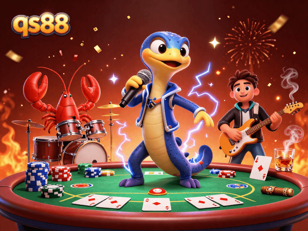 Experience the whimsical underwater casino vibe of qs88 with a DJ electric eel, lobster drummer, and seahorse guitarist.