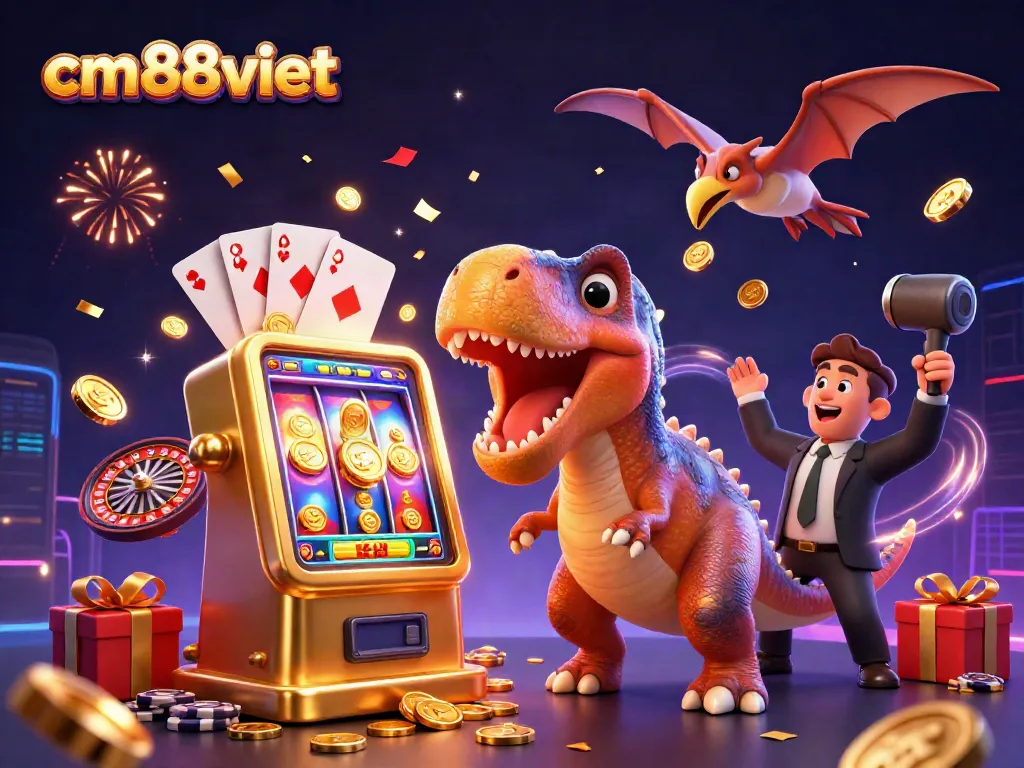 Experience thrilling wins at cm88viet with dinosaur-themed jackpot action and explosive gaming elements.