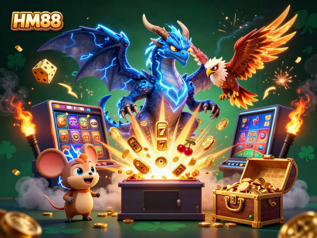 Experience thrilling jackpots at HM88 with dynamic and colorful casino elements.