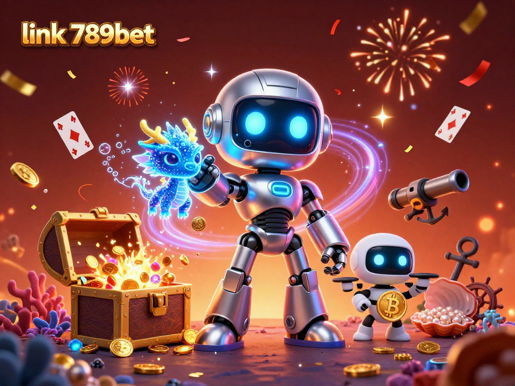Engage your luck with link 789bet while exploring vibrant casino treasures in this dynamic illustration.