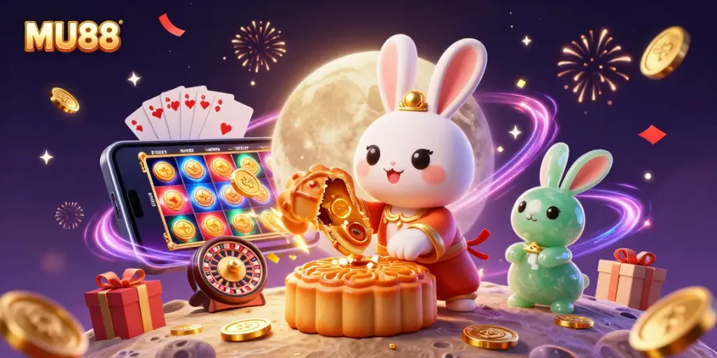 Engage in vibrant gameplay with MU88's enchanting moon rabbit and magical casino elements.