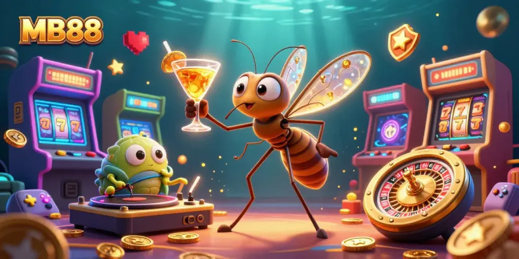 Experience thrilling gaming at MB88 with vibrant casino elements and engaging characters.