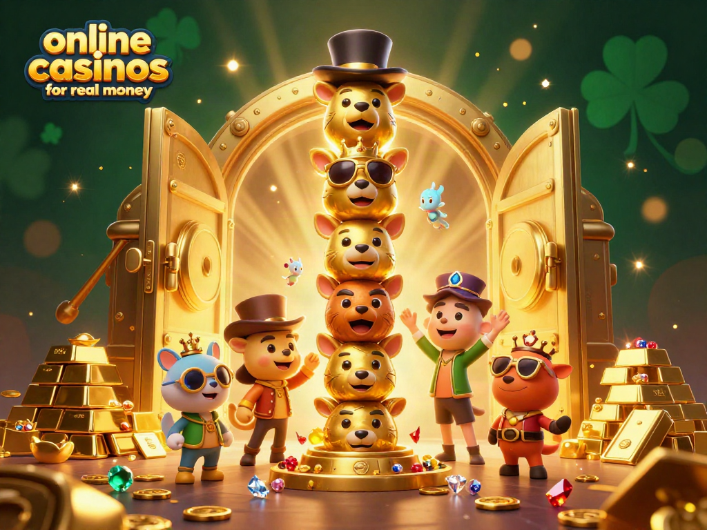 Experience thrilling action with vibrant online casinos for real money featuring a golden totem and treasure.