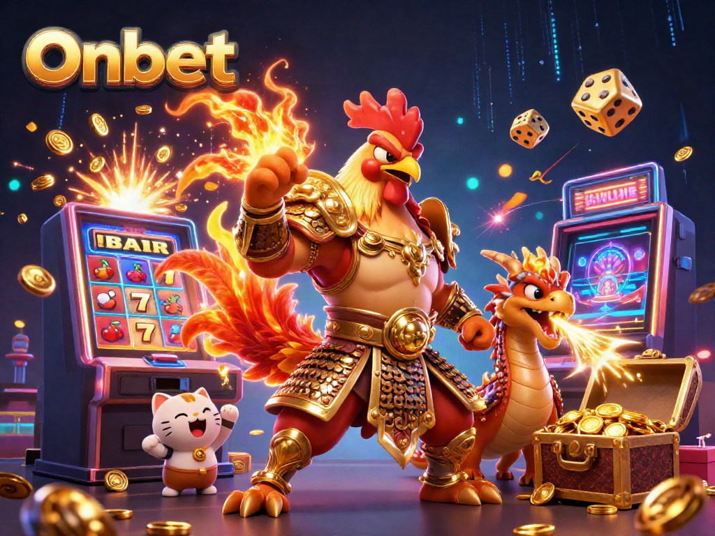 Experience thrilling gaming at Onbet with vibrant characters and dynamic casino elements.