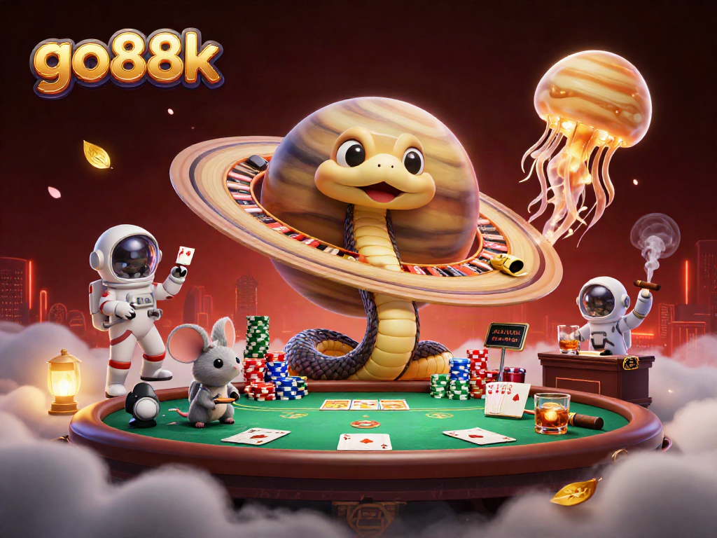 Bet with go88k at a cosmic themed casino with playful astronaut mice and a golden jellyfish dealer.