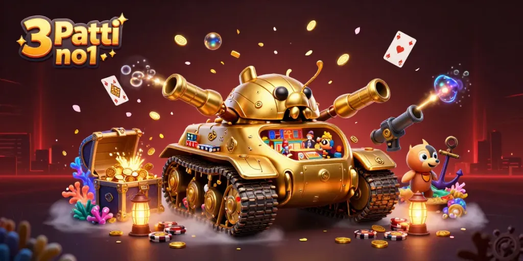 Experience 3 Patti no1 with thrilling gameplay in a vibrant, detailed 3D casino illustration.