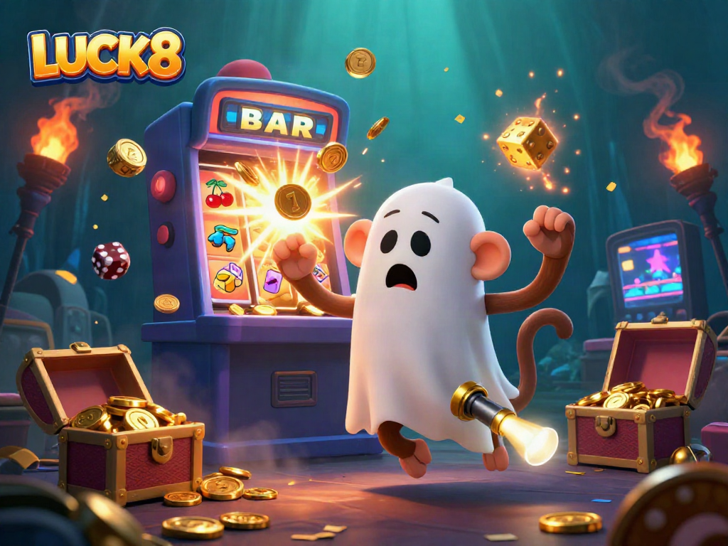 Engage with LUCK8 gaming: cartoon monkey and puppy in a dynamic casino epic scene.