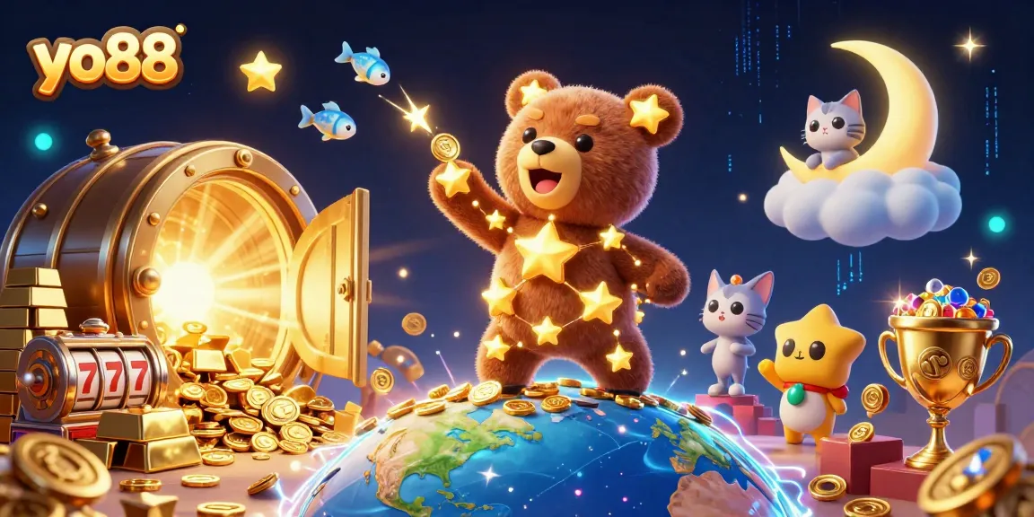Experience big wins with yo88 in this vibrant 3D casino illustration featuring captivating symbols.