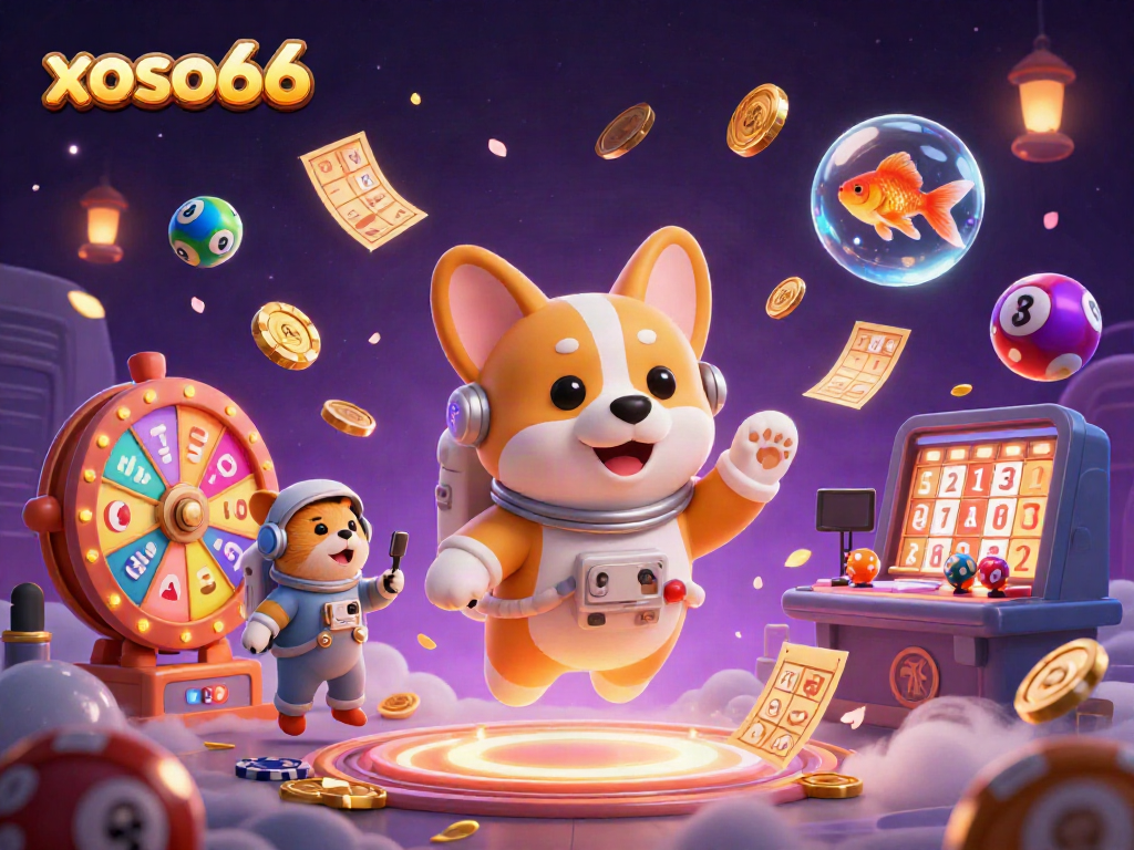 Engage with xoso66 at an animated casino featuring exciting lottery games and dynamic characters.