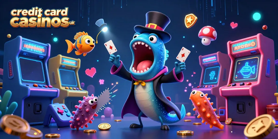 Experience thrilling card tricks at credit card casinos uk with vibrant characters in a dynamic 3D scene.