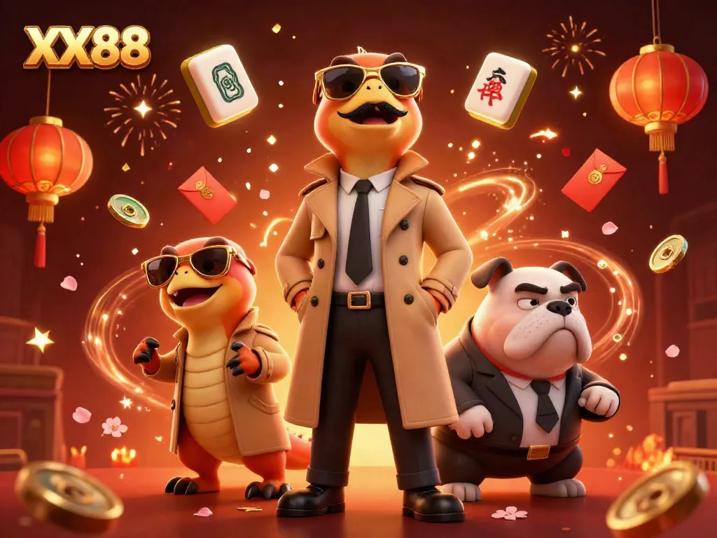 Experience excitement at XX88 with a whimsical scene of raptors in a trench coat attempting to enter a VIP casino, blending humor and gaming atmosphere.