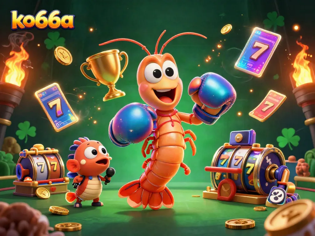 Watch as ko66a depicts an exciting slot game moment with vibrant 3D characters and animated elements.