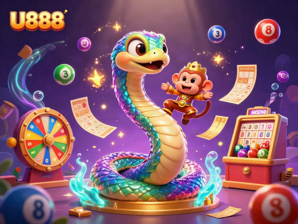 Engage with U888's vibrant online gaming world, featuring exciting lottery elements and magical visuals.