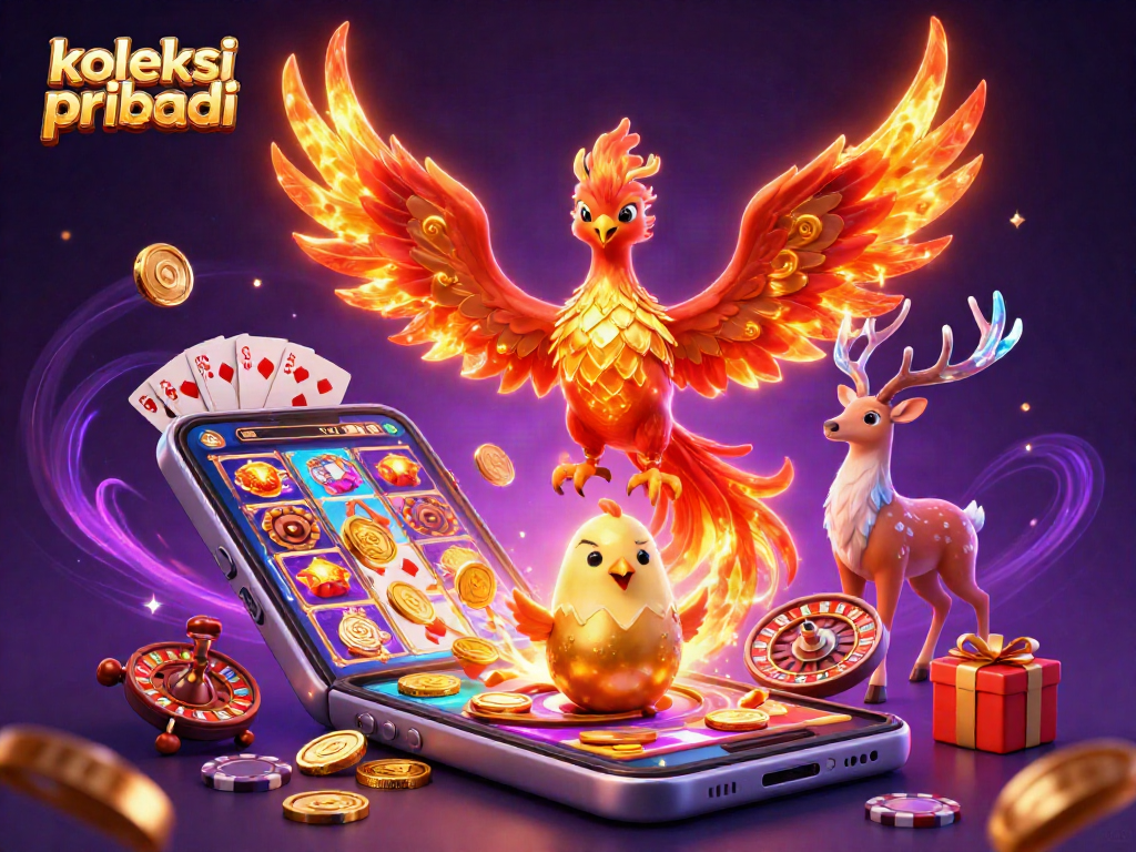 Engage with koleksi pribadi through vibrant slot games and a mystical scene filled with excitement.